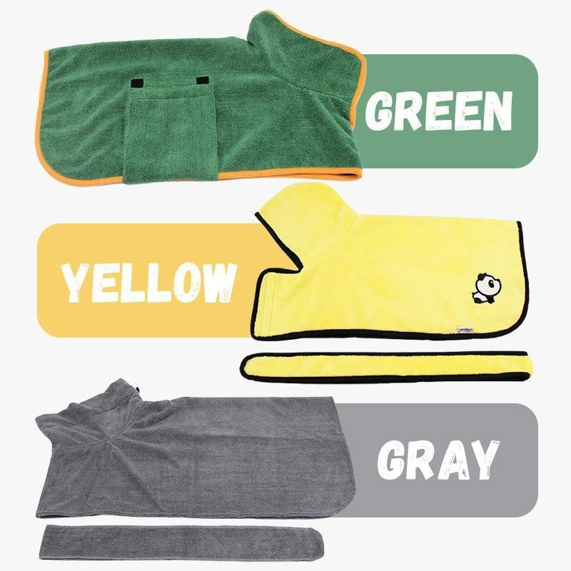 Absorbent Pet Bathrobe, Microfibre, Adjustable neck/chest strap