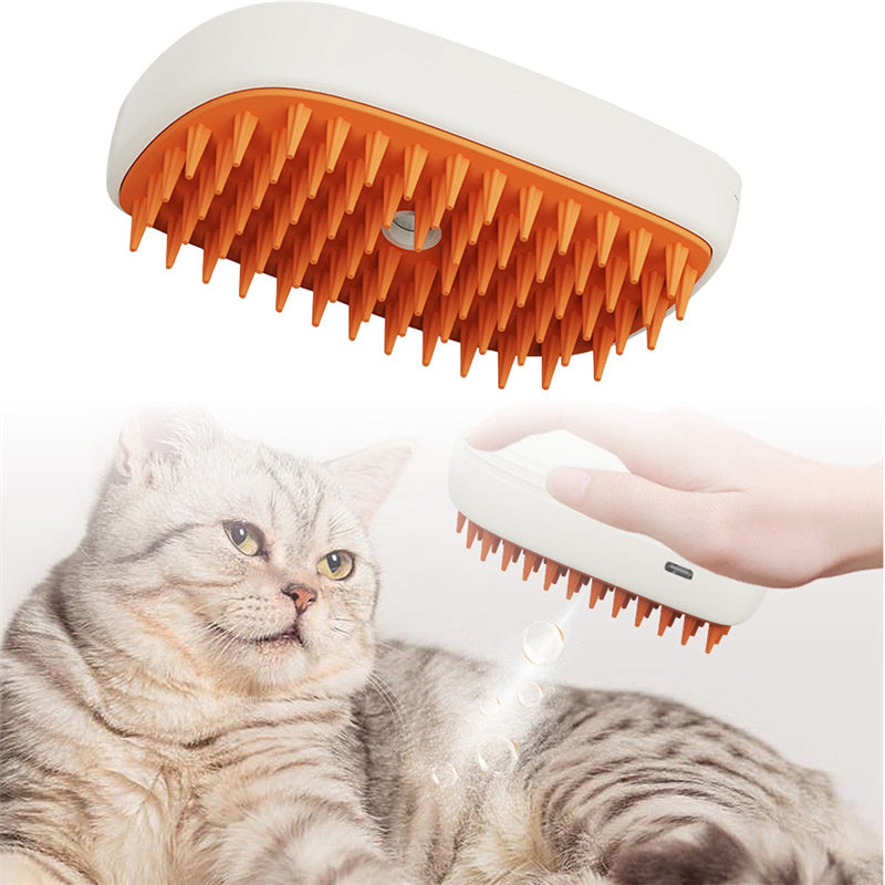 USB Rechargeable Pet Steam Brush and Spray, Grooming Massage Comb