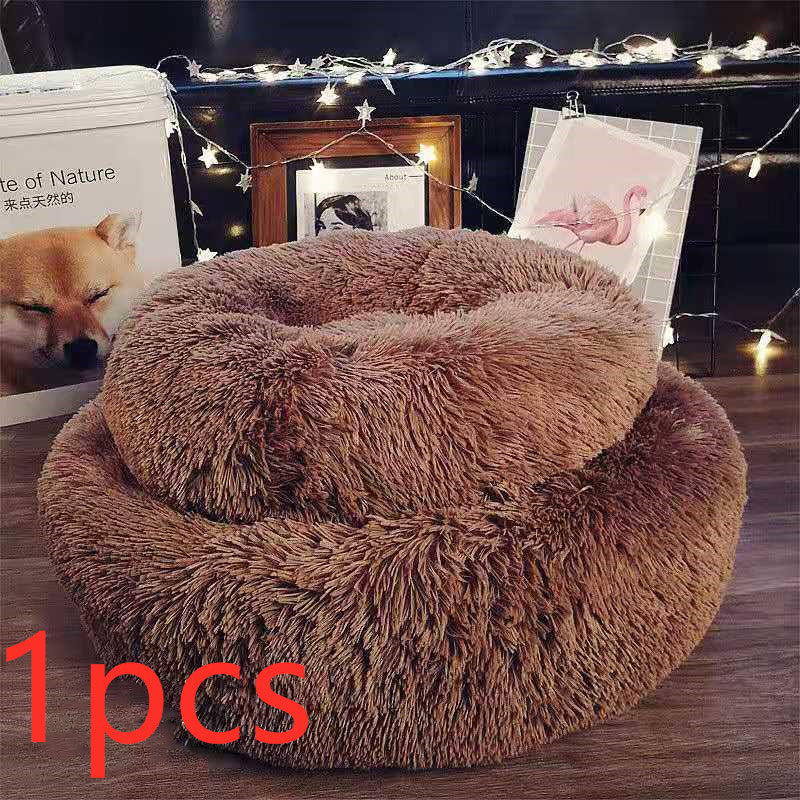 Pet Bed For Cats & Small Dogs, Round Plush Pet Nest