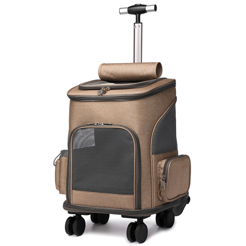 Portable Pet Backpack With Universal Wheel Trolley, Foldable, Air Travel