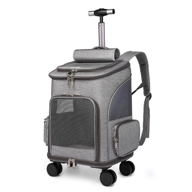 Portable Pet Backpack With Universal Wheel Trolley, Foldable, Air Travel