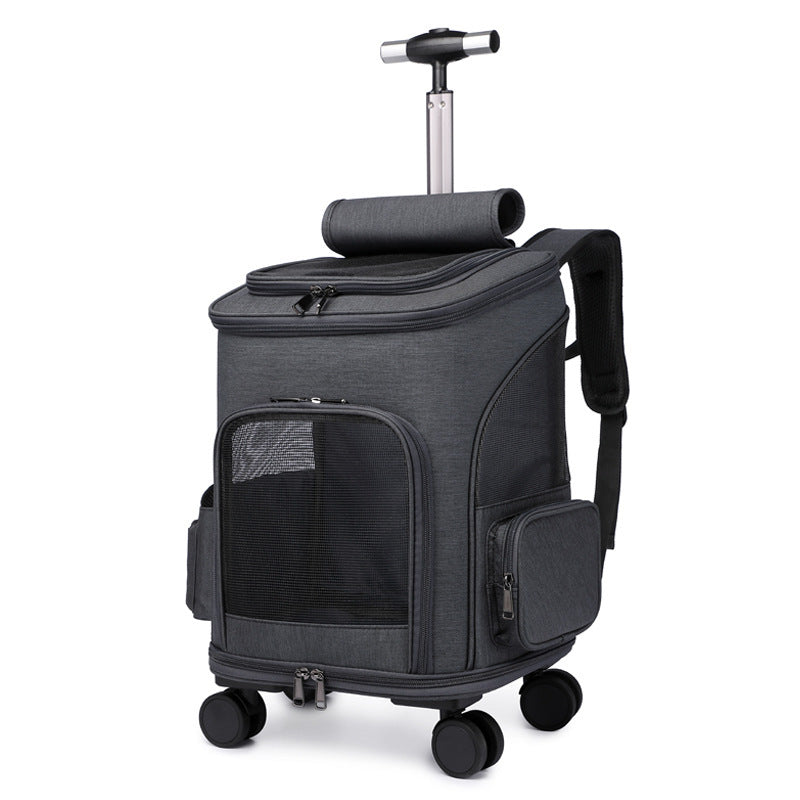 Portable Pet Backpack With Universal Wheel Trolley, Foldable, Air Travel