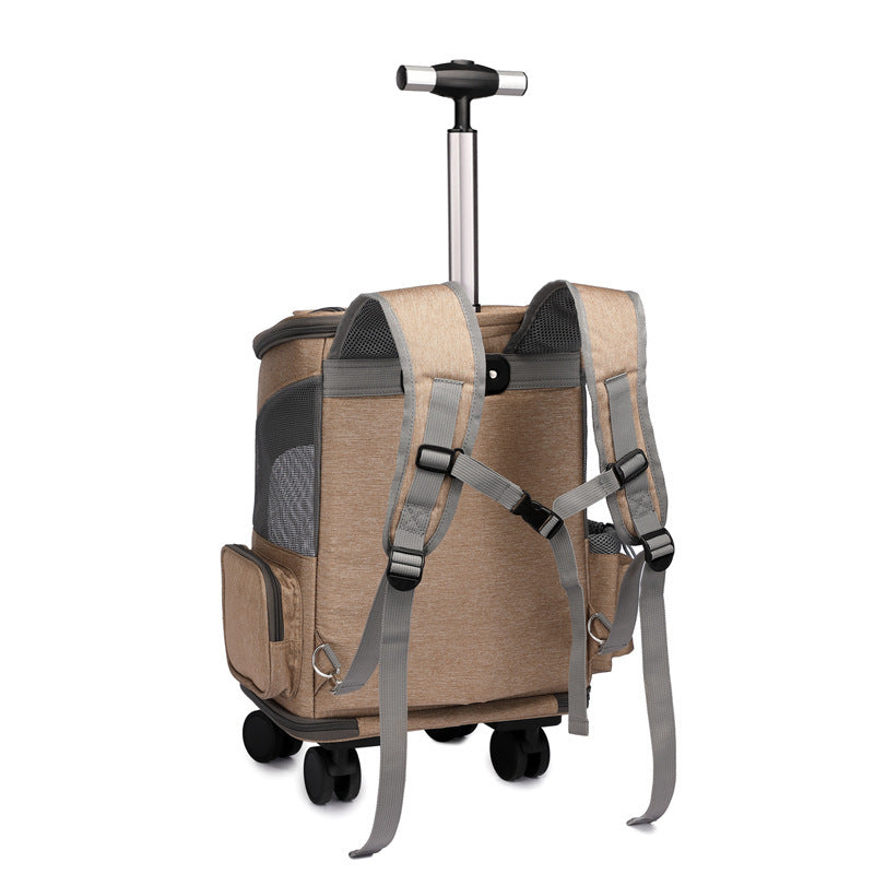 Portable Pet Backpack With Universal Wheel Trolley, Foldable, Air Travel