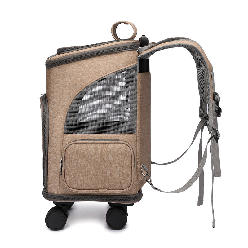 Portable Pet Backpack With Universal Wheel Trolley, Foldable, Air Travel