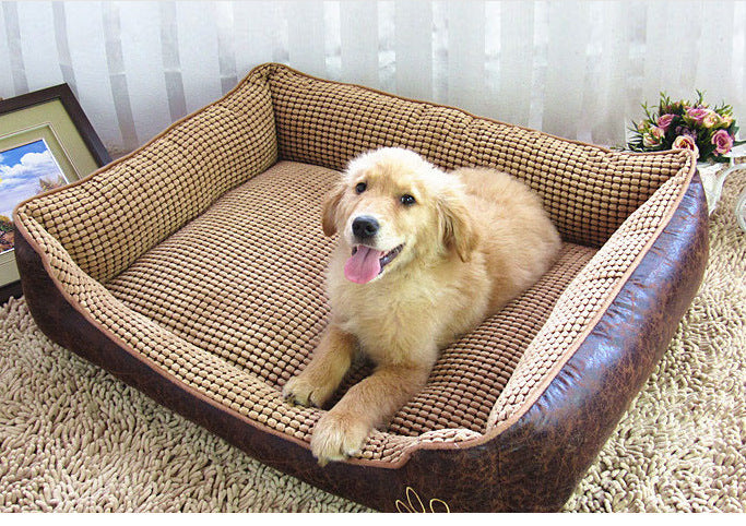 Dog Kennel, Suede and Cotton Dog bed 40cm x 30cm x 20cm