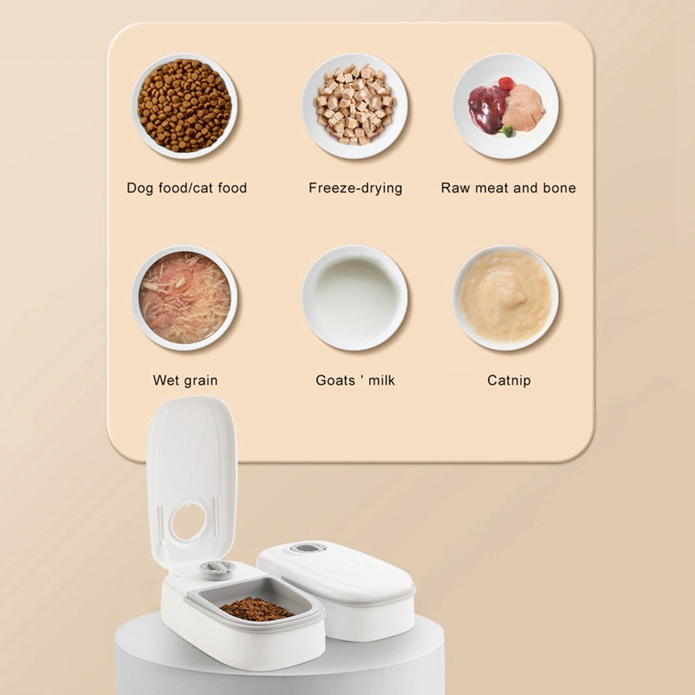 Automatic 2-in1 Pet Feeder, Timer, Stainless Steel Bowl - Free Shipping