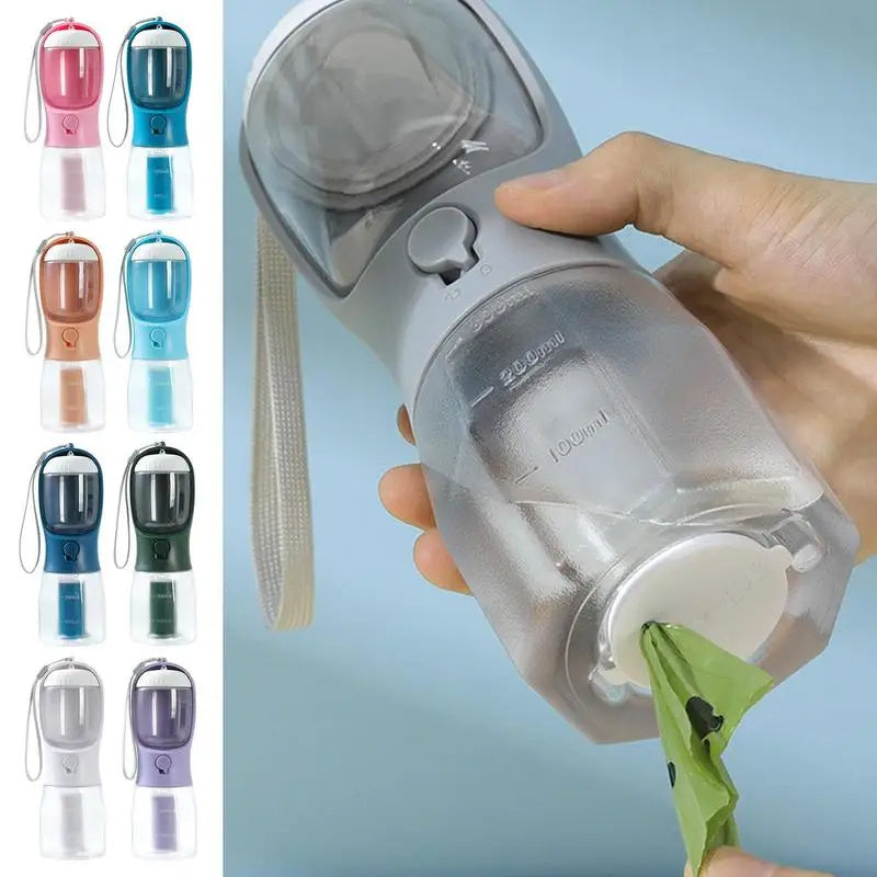 Dog Travel Cup, 3-in-1 Portable Food, Drink, Poop Bags