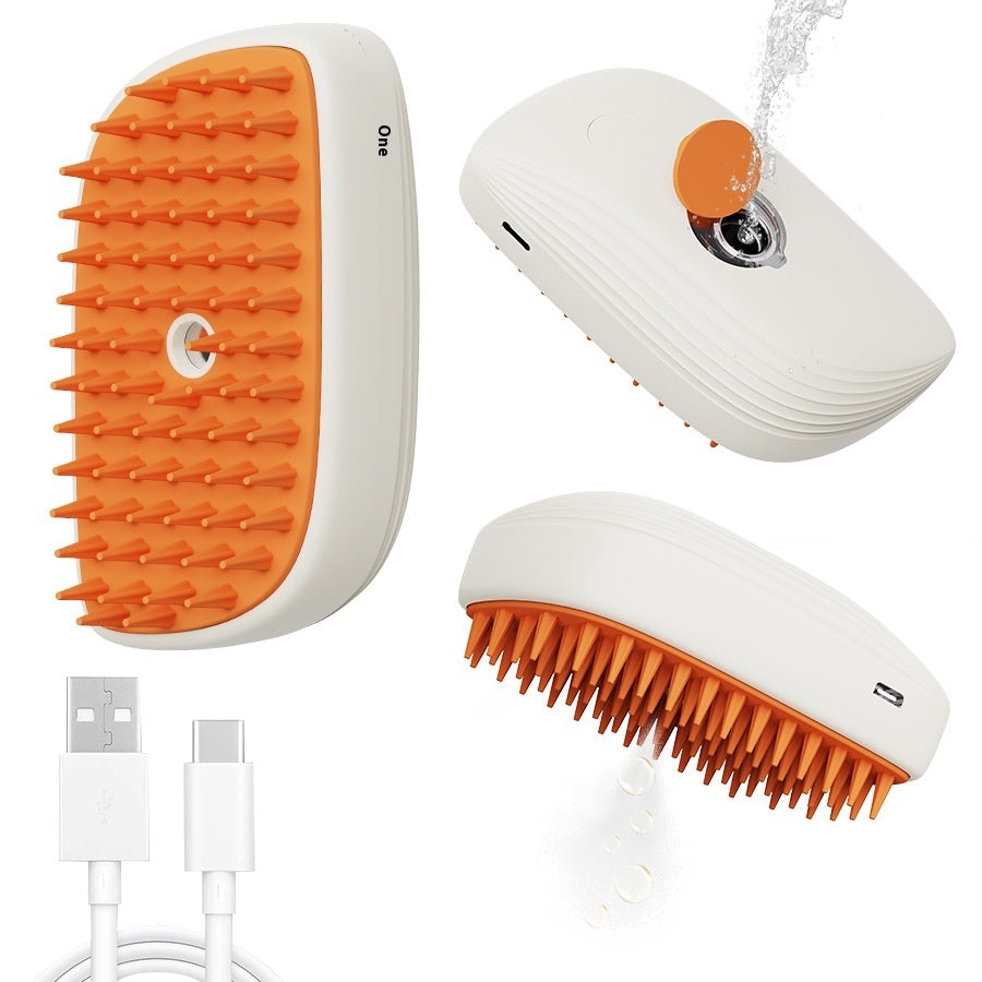 USB Rechargeable Pet Steam Brush and Spray, Grooming Massage Comb