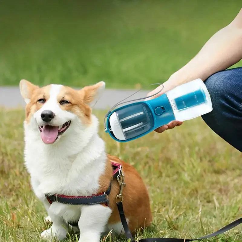 Dog Travel Cup, 3-in-1 Portable Food, Drink, Poop Bags