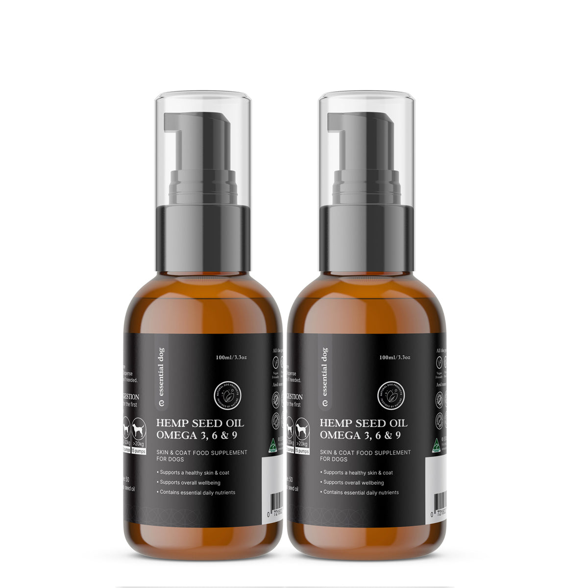 100% Raw Hemp Seed Oil: Skin and Coat Formula (Food Supplement)