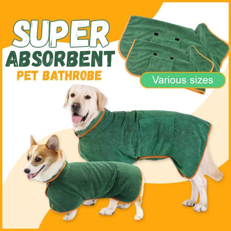 Absorbent Pet Bathrobe, Microfibre, Adjustable neck/chest strap