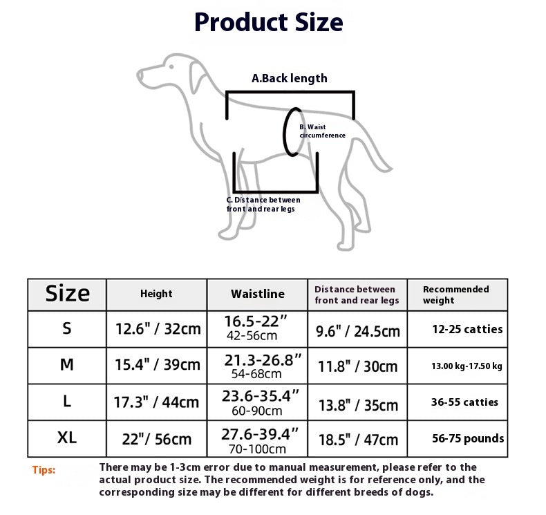 Oxford Cloth Dog Injury Comfy Travel Auxiliary Strap - S-XL