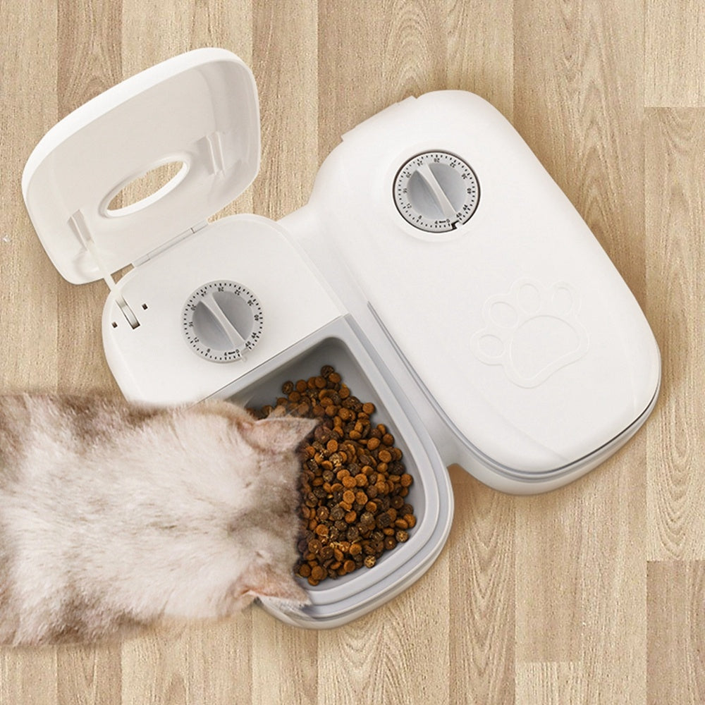 Automatic 2-in1 Pet Feeder, Timer, Stainless Steel Bowl - Free Shipping