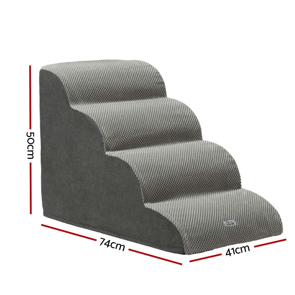 i.Pet Portable Dog Ramp/Pet Stairs, Foam 4 Tier, For Bed, Sofa, Car