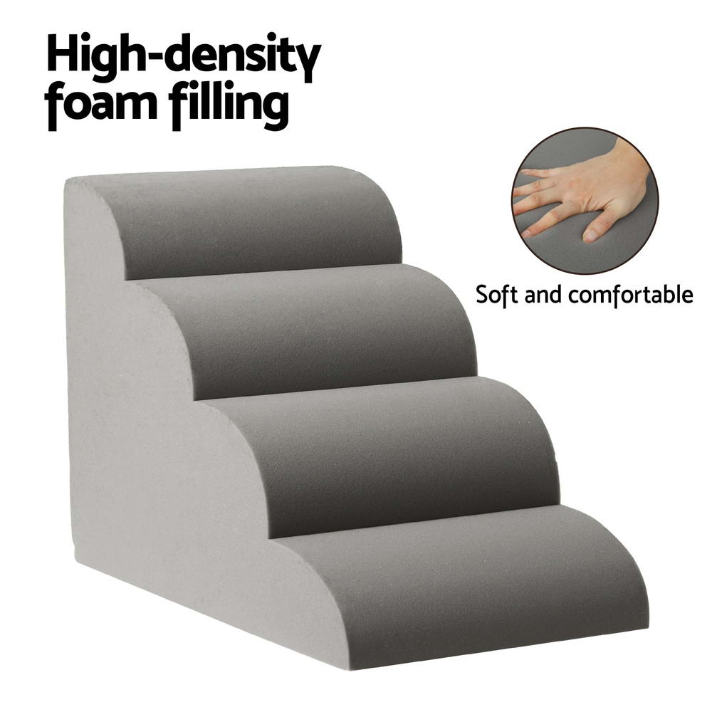 i.Pet Portable Dog Ramp/Pet Stairs, Foam 4 Tier, For Bed, Sofa, Car