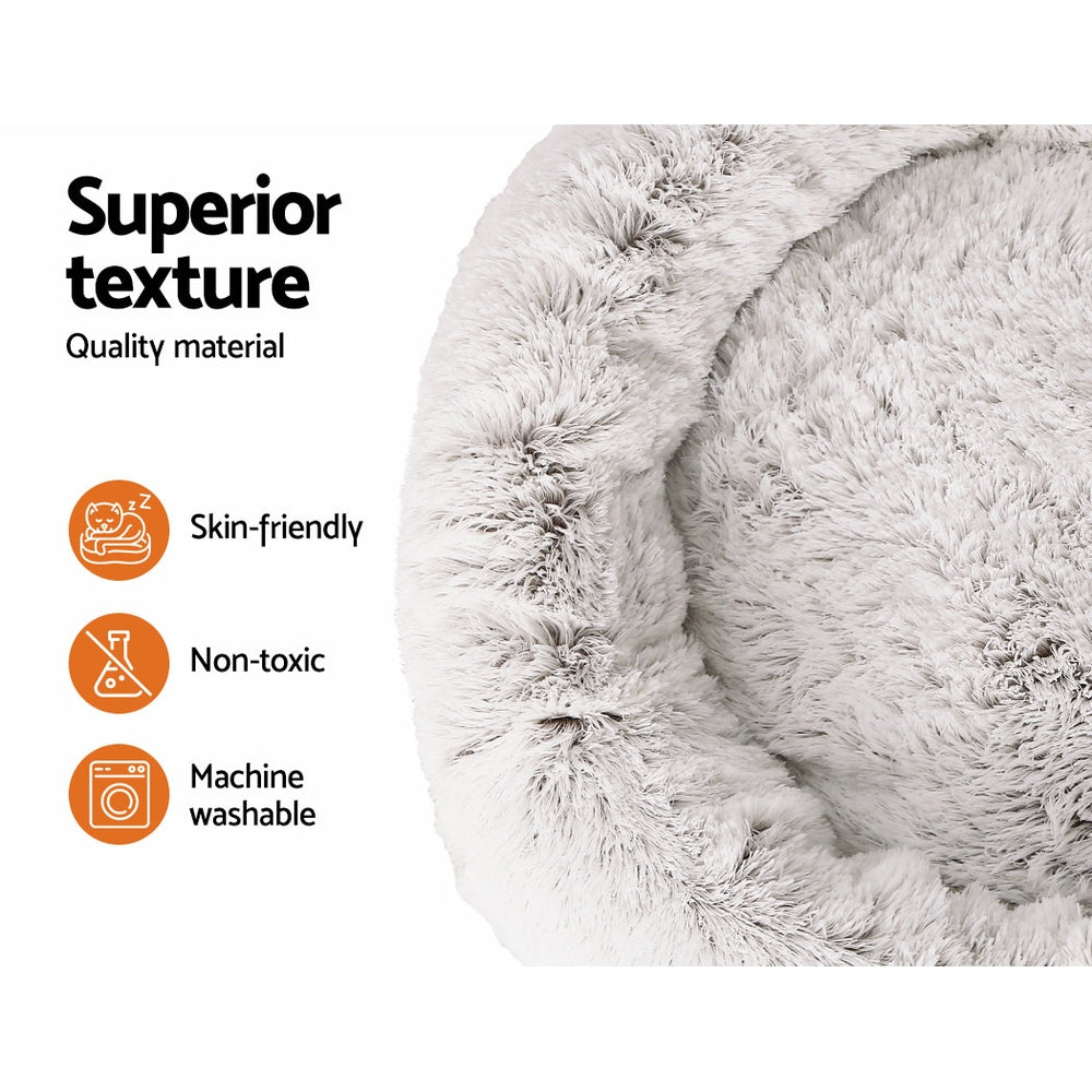 Dog bed, (i.Pet), 110cm, Calming, Extra Large, Plush, White/Brown