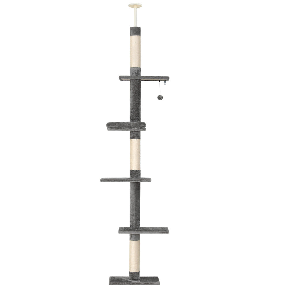 i.Pet Cat Tree, 290cm Tower Scratching Post, Floor to Ceiling with Cat Bed