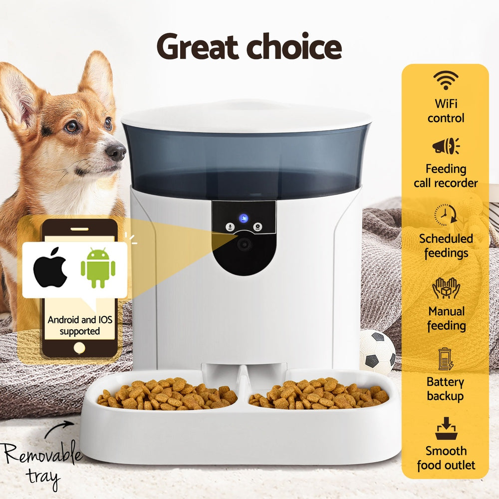 i.Pet Automatic Pet Feeder, Dog Cat, Camera, Wifi, Timer 7L APP
