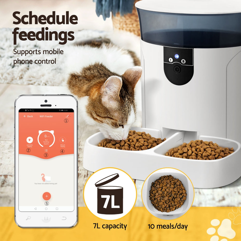 i.Pet Automatic Pet Feeder, Dog Cat, Camera, Wifi, Timer 7L APP