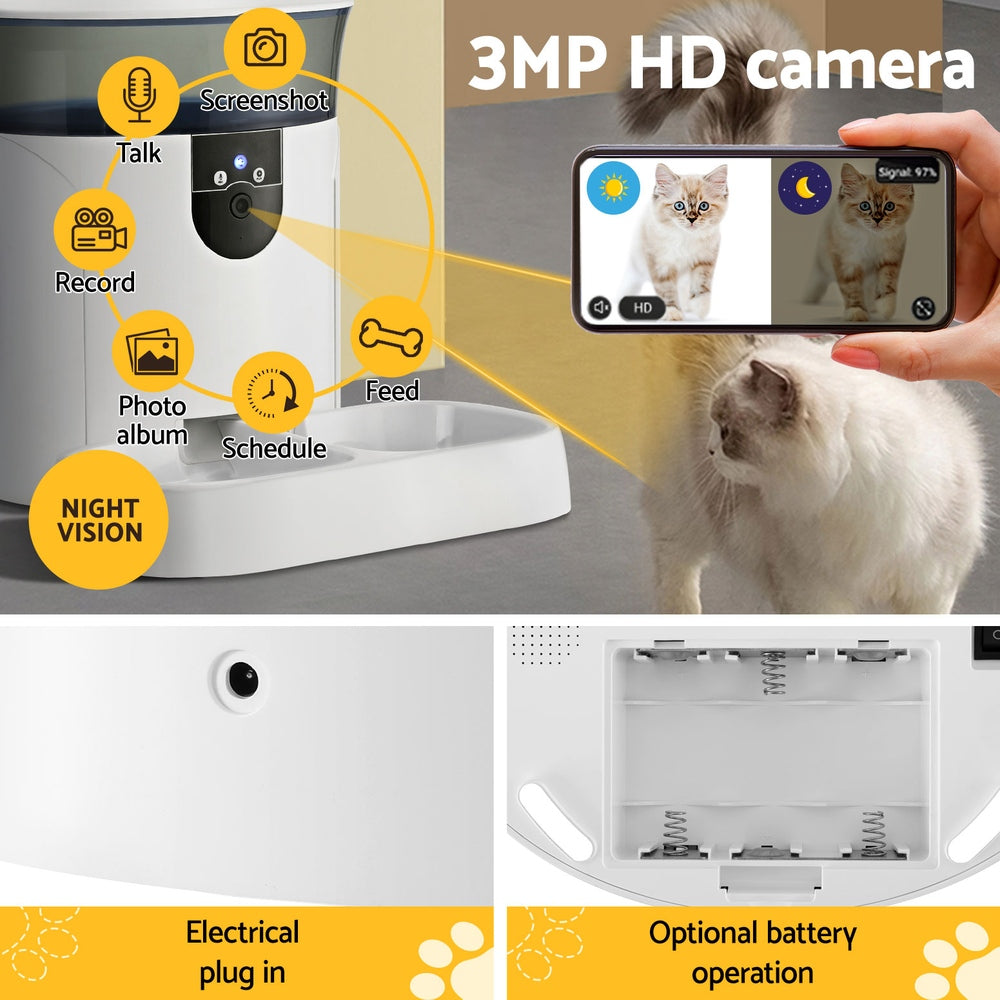 i.Pet Automatic Pet Feeder, Dog Cat, Camera, Wifi, Timer 7L APP