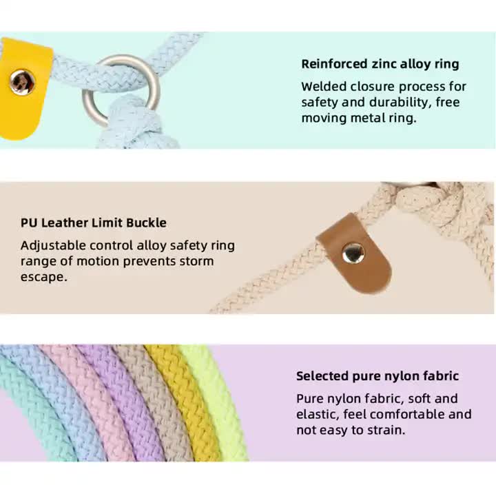 Adjustable Slip-On Dog Leashes - Lightweight Training Leads - 3.35cm*8mm (Pink, 2 pieces)