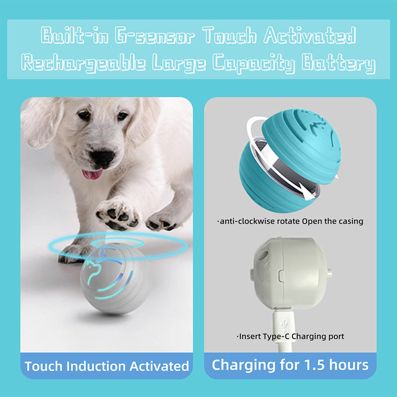 2PCS Green Rechargeable Automatic Jumping Dog, Cat Toy Ball - Smart Play