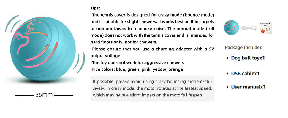 2 x Rechargeable Jumping Pet Toy Ball - Interactive Smart Play for Dogs & Cats