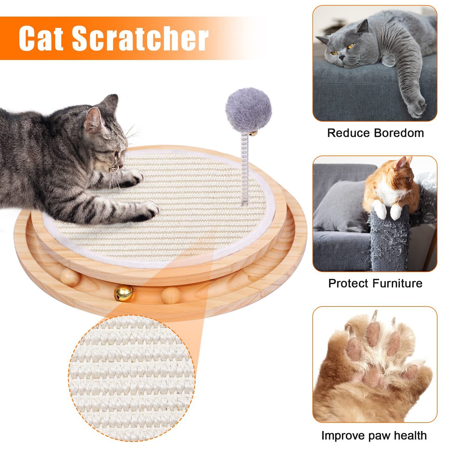 Wooden Interactive Cat Toy – Spinning Track & Wand, Engaging Toy for Cats, Pet Exercise