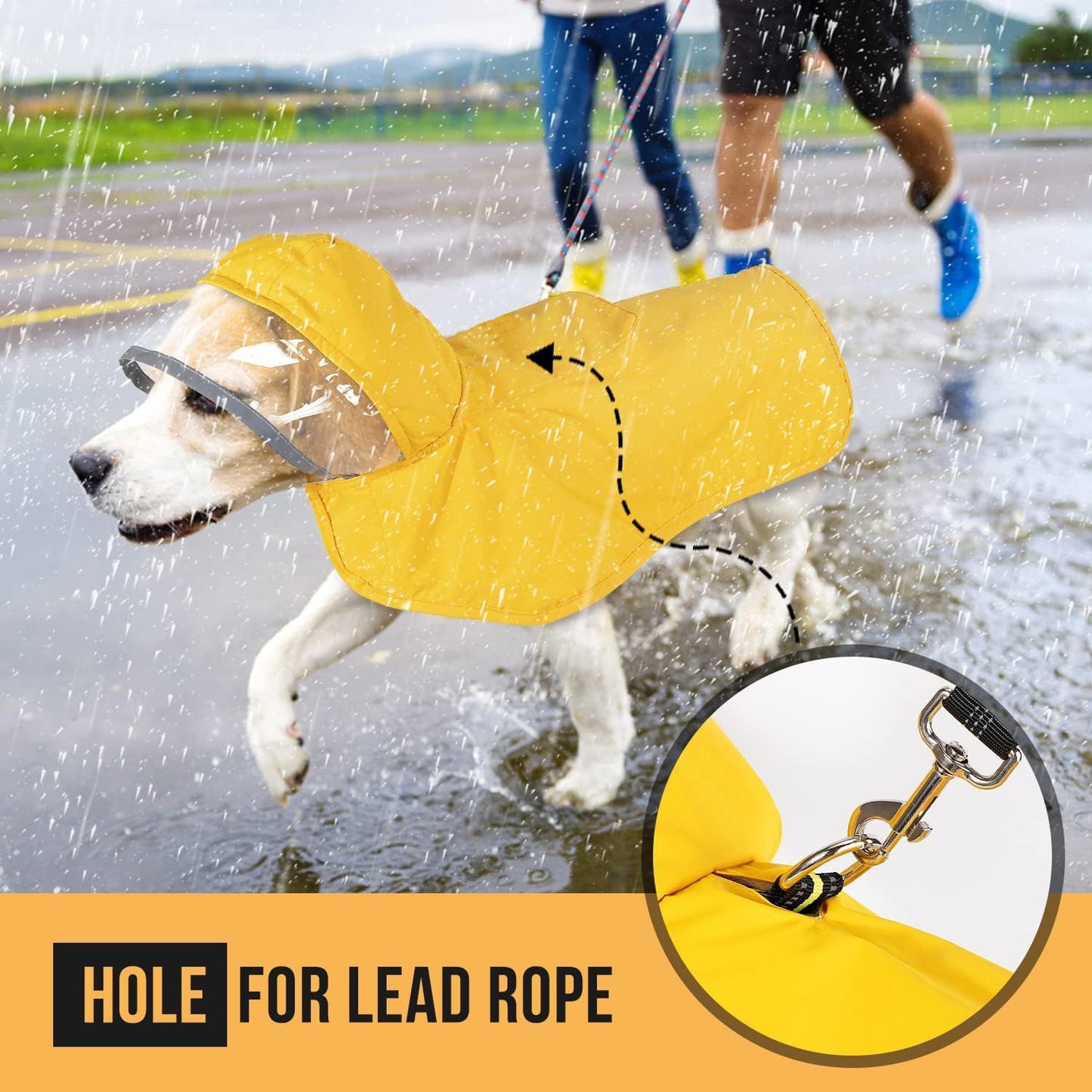 XXXL Yellow Reflective Adjustable Dog Raincoat with Hood - Waterproof