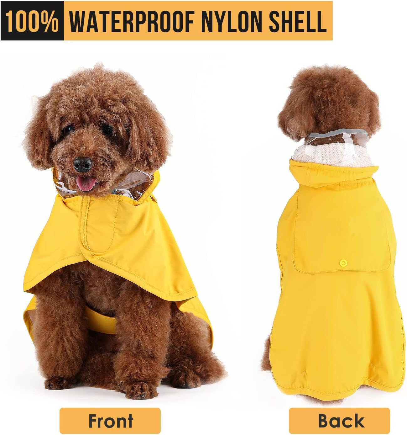 XXXL Yellow Reflective Adjustable Dog Raincoat with Hood - Waterproof