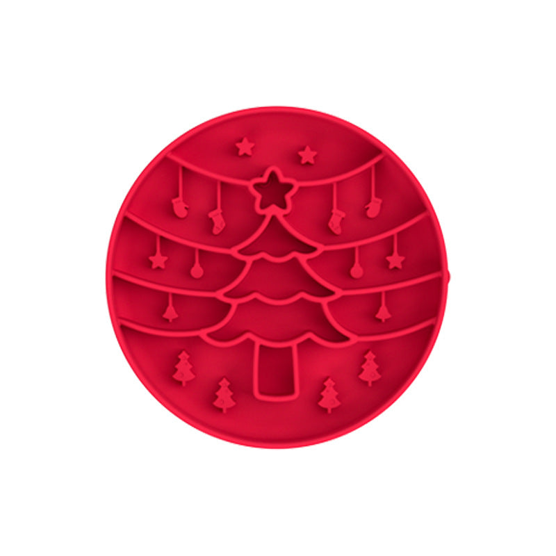 Red Silicone, Slow Feeder Bowl for Dogs - Anti-Choking Christmas-Themed Lick Mat