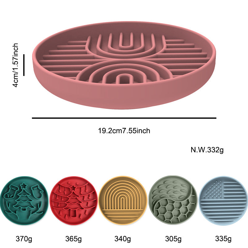 Red Silicone, Slow Feeder Bowl for Dogs - Anti-Choking Christmas-Themed Lick Mat