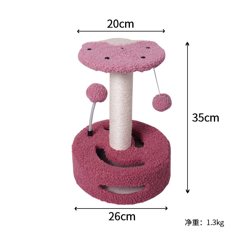 Interactive Cat Scratching Post with Playful Toy Ball - Strawberries