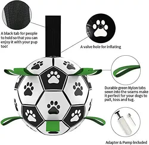 15*15cm Interactive Dog Soccer Ball with Rope | Outdoor Fetch & Tug Play for Dogs | Training & Exercise Pet Toy