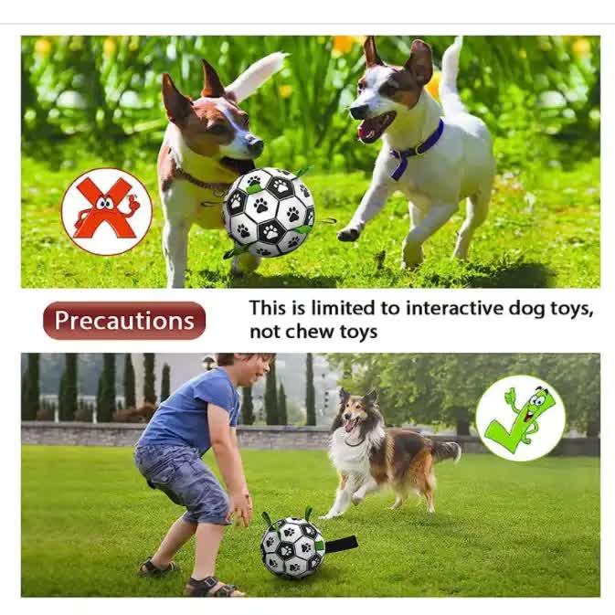 15*15cm Interactive Dog Soccer Ball with Rope | Outdoor Fetch & Tug Play for Dogs | Training & Exercise Pet Toy