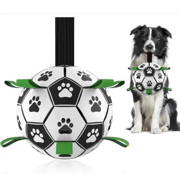 15*15cm Interactive Dog Soccer Ball with Rope | Outdoor Fetch & Tug Play for Dogs | Training & Exercise Pet Toy