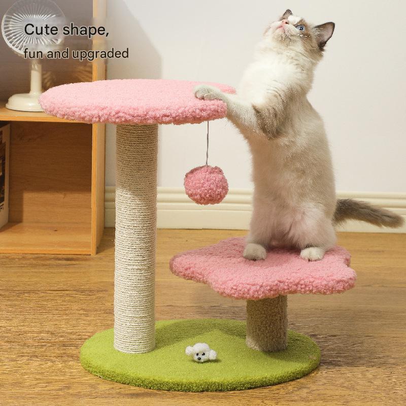 Blue Compact Cat Climbing Frame with Dual-Level Sisal Scratch Posts
