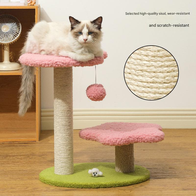 Blue Compact Cat Climbing Frame with Dual-Level Sisal Scratch Posts
