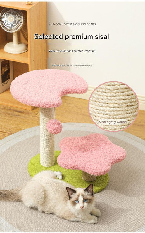 Blue Compact Cat Climbing Frame with Dual-Level Sisal Scratch Posts