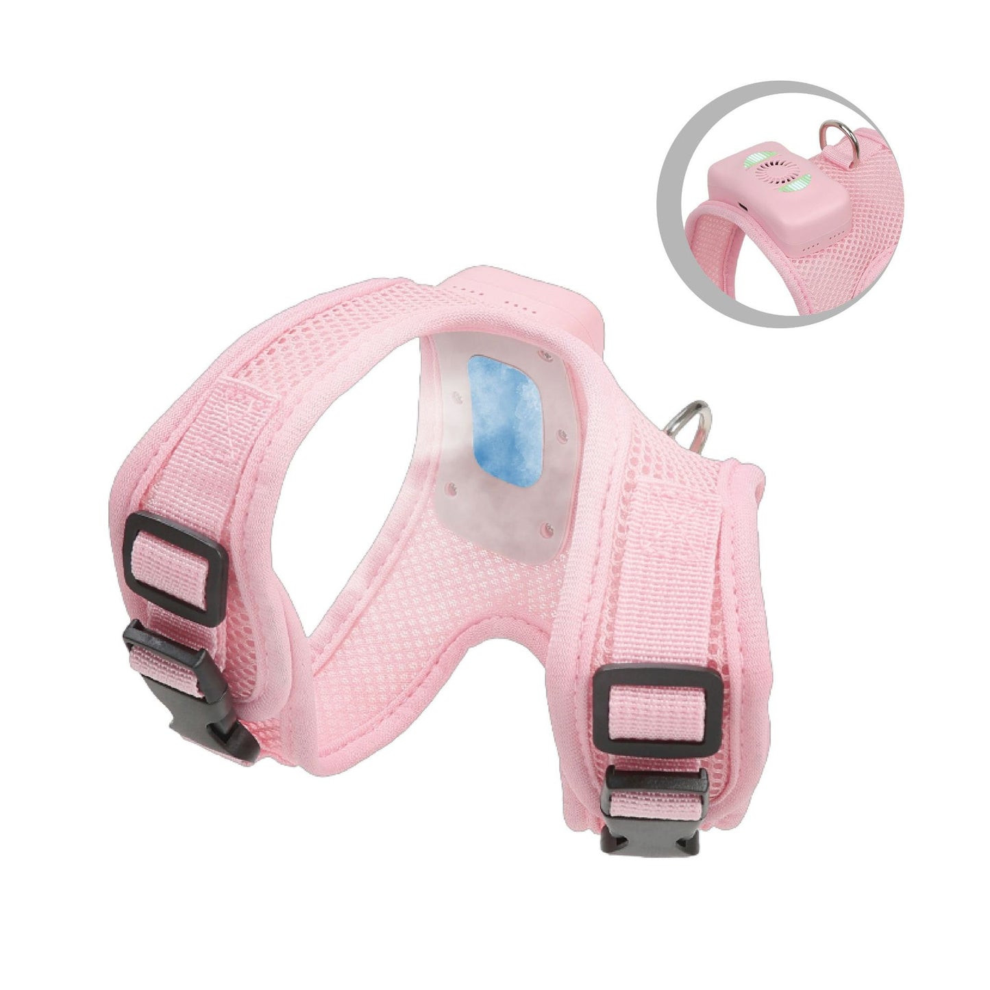 Size S Pink Pet Cooling Harness LED Lights & Leash - Summer Relief for Small Dogs and Cats