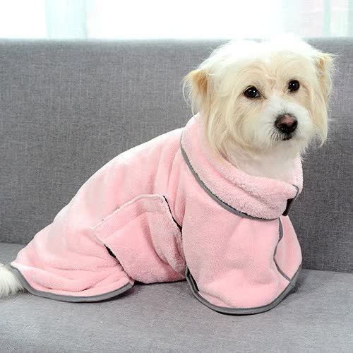 Pink, Soft and Absorbent Dog Bathrobe Towel, 2PCS/M Size,