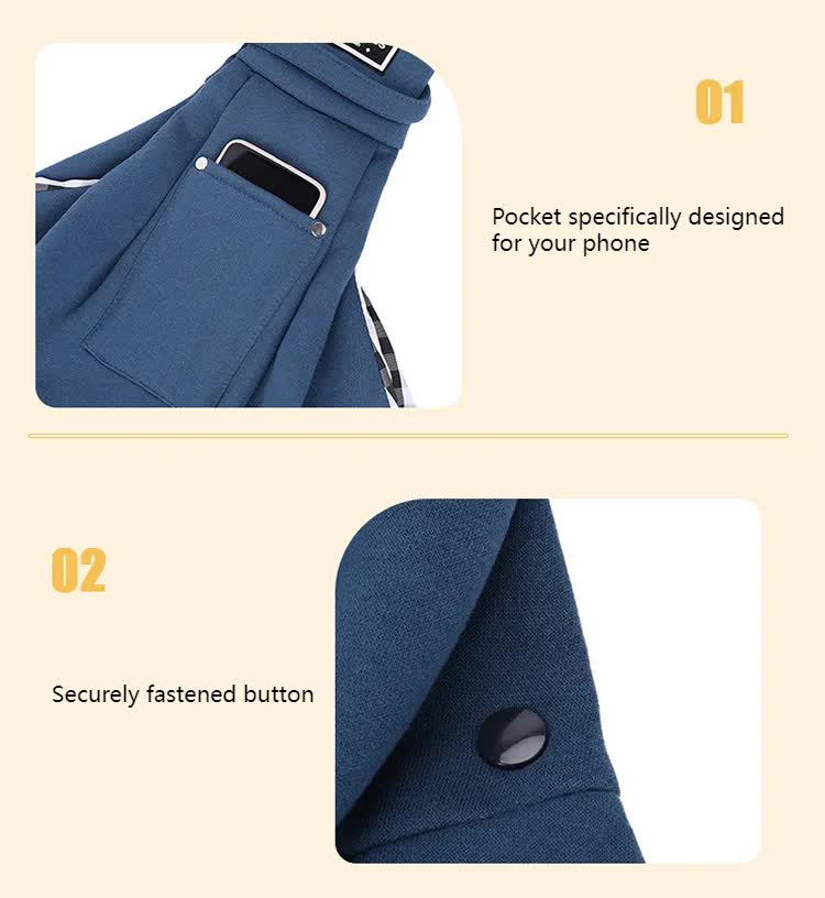 Navy Blue Pet Sling Carrier Bag - Comfortable and Hands-Free Design