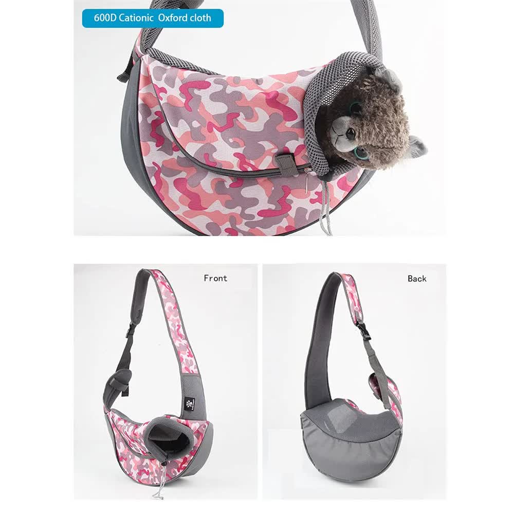 Size S Blue Dog Pattern Lightweight Single Shoulder Pet Sling Bag - Stylish Durable Oxford Fabric Carrier