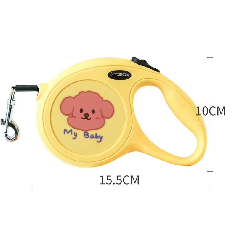 Blue Bear 5m Cartoon Retractable Dog Leash for Puppies - Durable, Tangle-Free