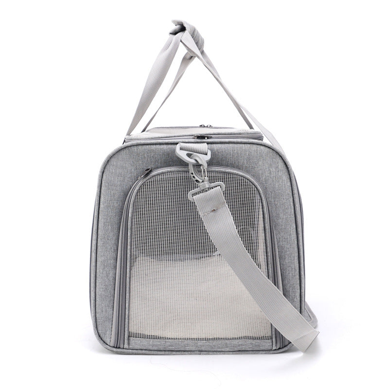 Grey Portable Pet Travel Carrier Bag - Foldable, Durable for Small Dogs & Cats 40cmx25cmx25cm