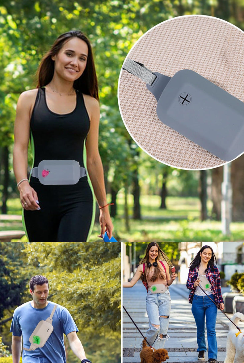 Beige Silicone Pet Treat Pouch for Dog Training - Portable Waist Bag with Holder
