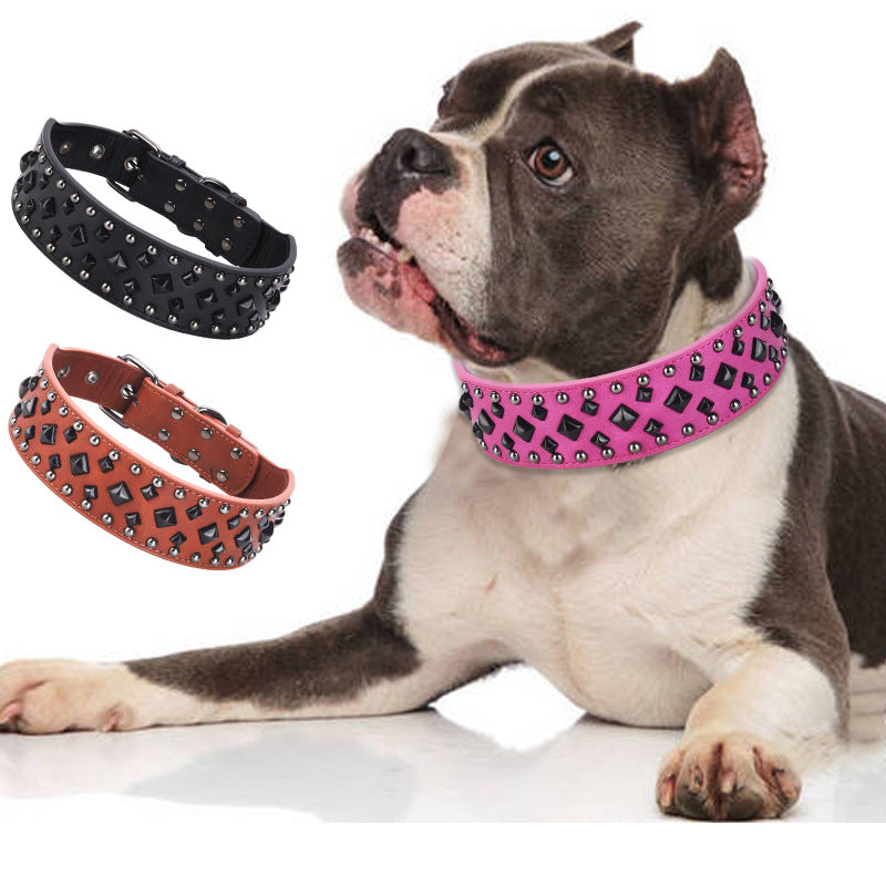 Size S Pink 1 pack Stylish PU Leather Dog Collar with Studs
