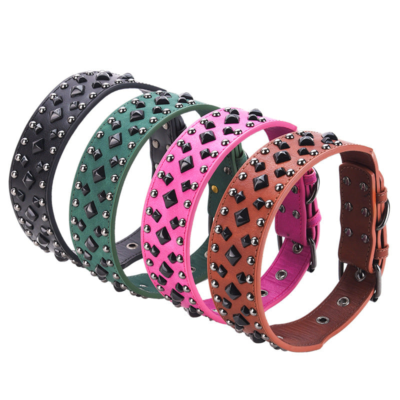 Size S Pink 1 pack Stylish PU Leather Dog Collar with Studs