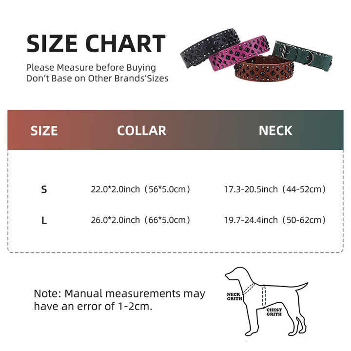 Size S Pink 1 pack Stylish PU Leather Dog Collar with Studs