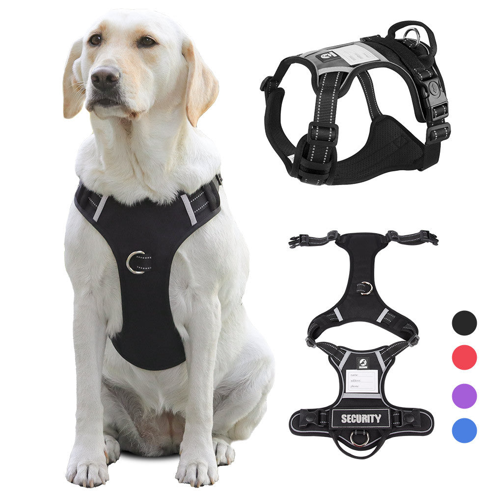 Size XL Black Reflective No-Pull Dog Harness - Adjustable & Durable, Anti-Escape Design